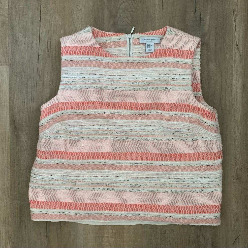 Pink Tweed Sleeveless Blouse Top Size Extra Small